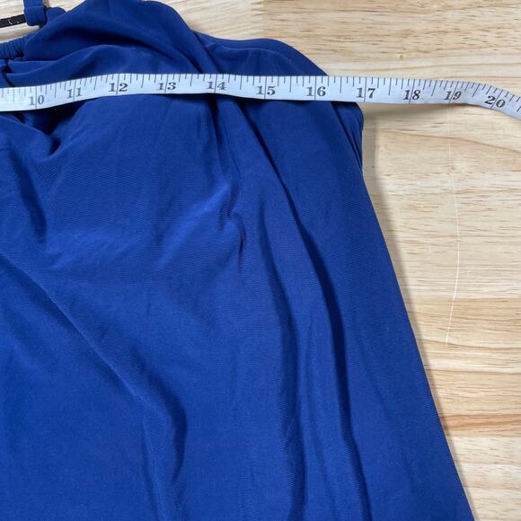 Magicsuit NWT Parker One Piece Swim Dress Navy Blue Size 16 Side Tie High Neck - Picture 9 of 12